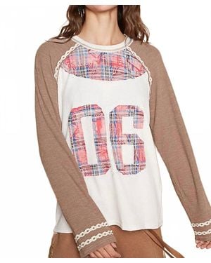 Pol Varsity Waffle Knit Top - Pink