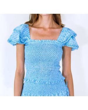 Erica Wilson Daphne Cap Sleeve Top - Blue