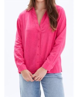 Chrldr Frida Linen Button Up - Pink