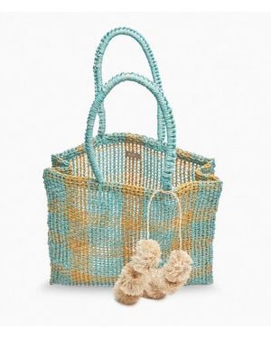 Kayu Straw Tote Bag - Blue