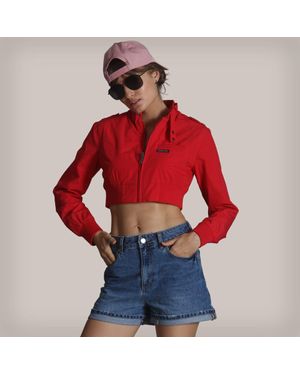 Members Only Mini Cropped Racer Jacket - Red
