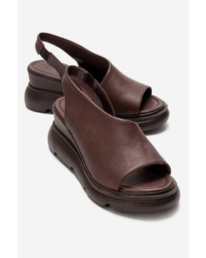 Forever & Always Shoes Agusto Leather Platform Sandal - Brown