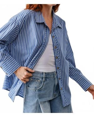 Aaron & Amber Oversized Stripe Shirt - Blue