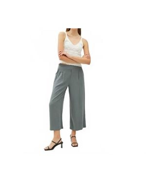 Be Cool Linen Blend Wide Leg Crop Pants - Blue
