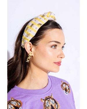 Hello Edie Striped Tiger Knot Headband - Blue