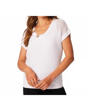 French Kyss Crochet Scoop Short Sleeve Top - White
