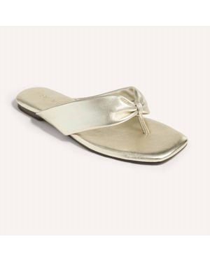 Yosi Samra Reece Metallic Leather Flat Sandals - White