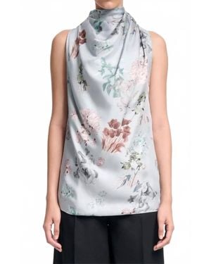 Altuzarra Floral Drape Front Top - White