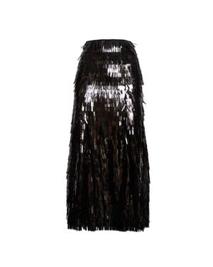 Self-Portrait Sequin Midi Skirt - Black