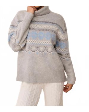 LoveShackFancy Mirin Wool Fairisle Turtleneck Top - Gray