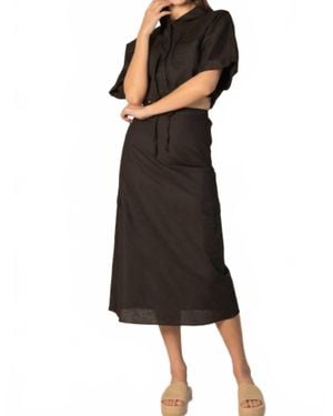 Before You Collection Linen Cargo Midi Skirt - Black