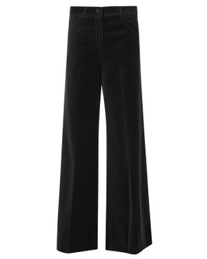 Aspesi Mod 0156 Velvet-Finish Wide-Leg Cotton Pants - Black