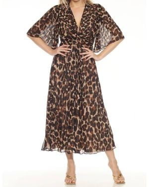 Joseph Ribkoff Animal Print Chiffon Dress - Brown