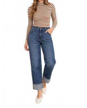 Mac & Me Cuffed Boyfriend Denim Jeans - Blue