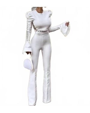 BCBGMAXAZRIA High Rise Flared Pants - White