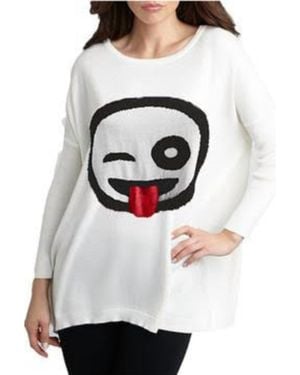 Angel Wink & Tongue Emoji Top - Gray