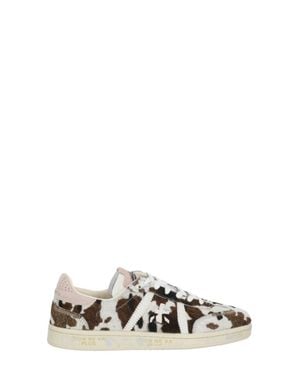 Premiata Ivory Bonnied 8577 Cowhide Design Leather Low-Top Sneakers - White