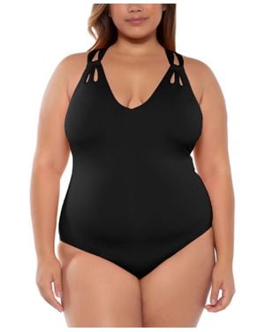 Becca Trendy Color-Code Tear-Drop One-Piece Swimsuit - Black