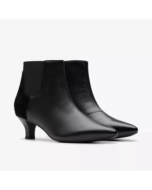 Clarks Kepley Erin Boots Leather Pointed Toe Ankle Bootie Gal74 - Black