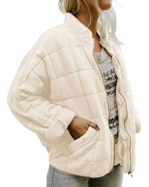 Sweet as a Peach Quilted Zip-Up Jacket - Natural