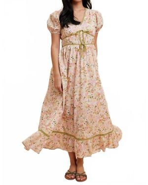 In-Loom Bow Floral Maxi Dress - Natural