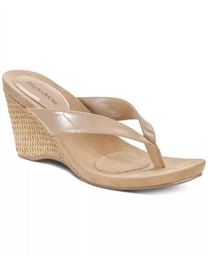 Style & Co. Chicklet Thong Wedge Sandals - White