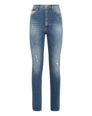 Philipp Plein Denim Super High Waist Jegging Dragon - Blue