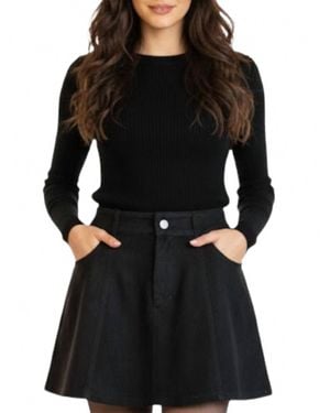 Olivaceous Lasso Twirl Suede Skirt - Black