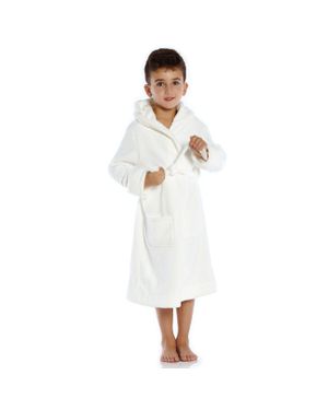 Leveret Fleece Hooded Robe - White
