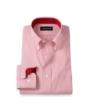 Paul Fredrick Tailored Fit Non Iron Point Collar Dress Shirt With Striped  Trim in White for Men | Lyst