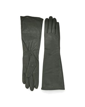 TruClothing Long Leather Gloves Genuine Sheepskin Elbow Length - Green