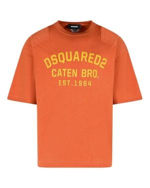 DSquared² Brick Cotton T-Shirt - Orange