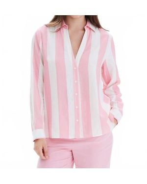 Chrldr Striped Frida Button Up Blouse - Pink