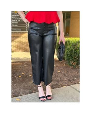 Skies Are Blue Hunter Faux Leather Wide Leg Pants - Black