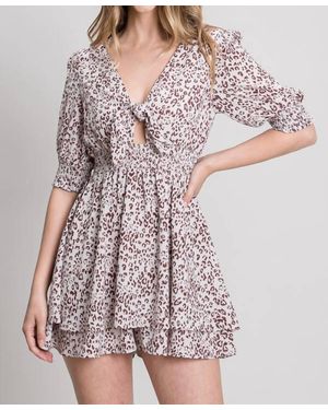 Allie Rose Smocked Sleeve Tie Waist Flowy Romper - Multicolor