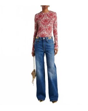 Rabanne Long-Sleeve Metallic Top - Blue