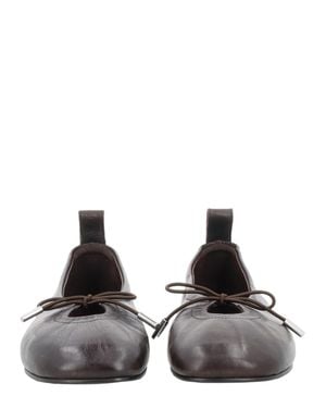 Alohas Rosalind Smooth Leather Bow Detail Ballerina Flats - Black