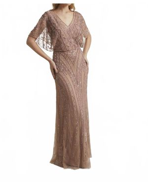 Christina Wu Batwing Sleeve Formal Gown - Brown