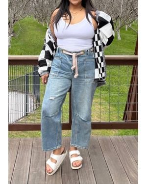 Bibi Relaxed Fit Barrel Jeans - Green