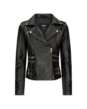 TruClothing Soft Leather Racing Biker Short Jacket - Black