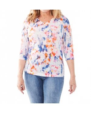 Fdj Tawny Three Quarter V-Neck Top - White