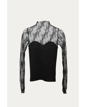 By Together Lace Cotton-jersey Bustier Top - Black