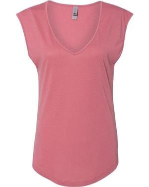 Next Level Festival Sleeveless Deep V-Neck T-Shirt - Pink