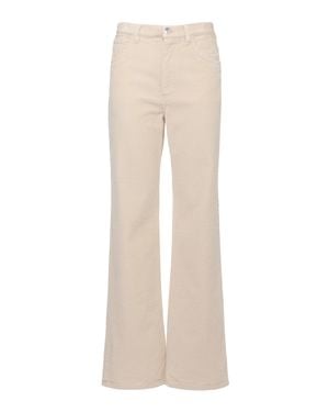 Marni Ivory Ribbed Velvet Pants With Flared Hem - Natural