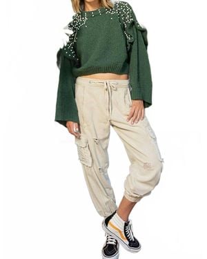 Pol Tie Waistband Cargo Jogger Pants - Green