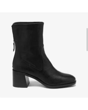 Kelsi Dagger Brooklyn Island Leather Booties Block Heel Boots - Black