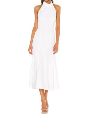 MILLY Cady Penelope High Neck Halter Midi Dress - White