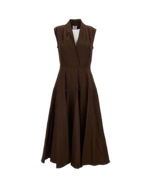 Mantu Classic Dress With Smooth Texture - Brown