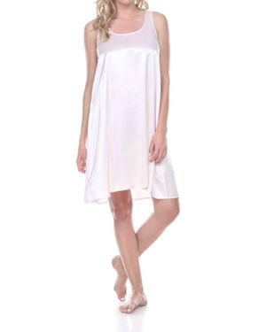 PJ Harlow Jessica Satin Knee Length Gown With Pleated Back - White
