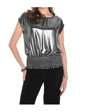 FRANK LYMAN Woven Shiny Top - Black